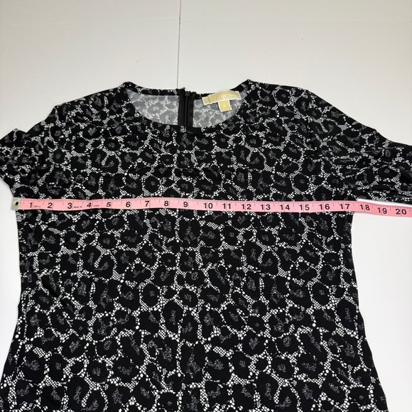 Michael Kors Black White Animal Print Long Sleeve Dress Medium - Picture 3 of 5